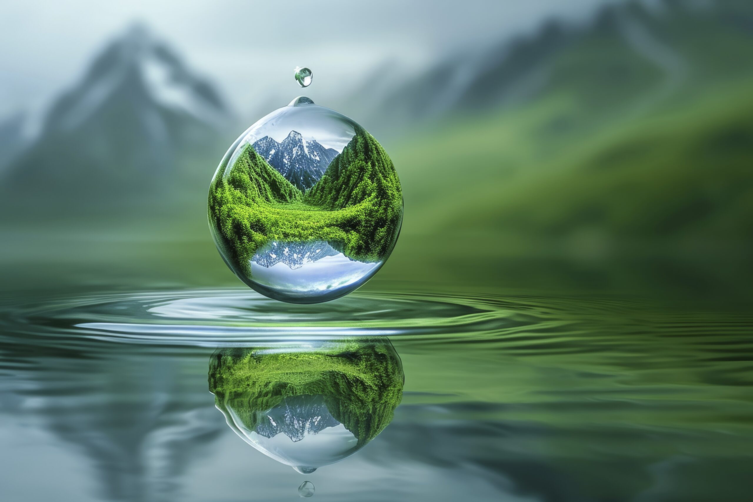 water world in a drop of water, in the style of environmental awareness, light green and dark azure, photo-realistic landscapes, sky-blue and green --ar 3:2 --style raw --stylize 200 --v 6 Job ID: eeb826de-c019-4ad5-9b83-78f329a324d3